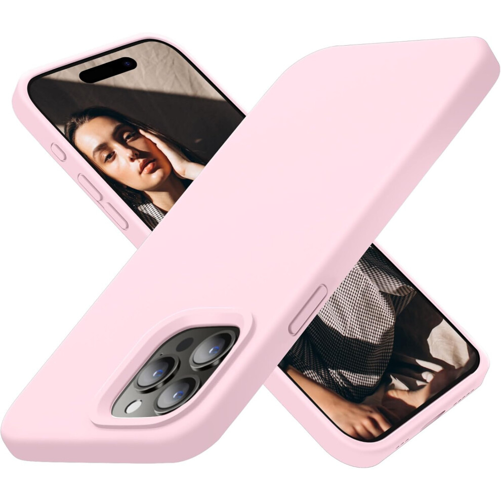 Iphone 15 Pro Case, Silicone Ultra Slim Shockproof Protective Phone Case With [Soft Anti-Scratch Microfiber Lining], 6.1 Inch, Chalk Pink 7770198163728