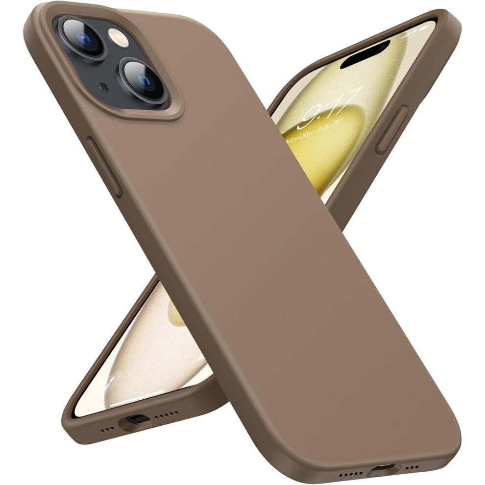 Iphone 15Plus Case, Silicone Phone Case[Military Grade Drop Protection][Anti-Scratch Microfiber Lining]Silicone Ultra Slim Cover 6.7Inch,Light Brown 7770198163919