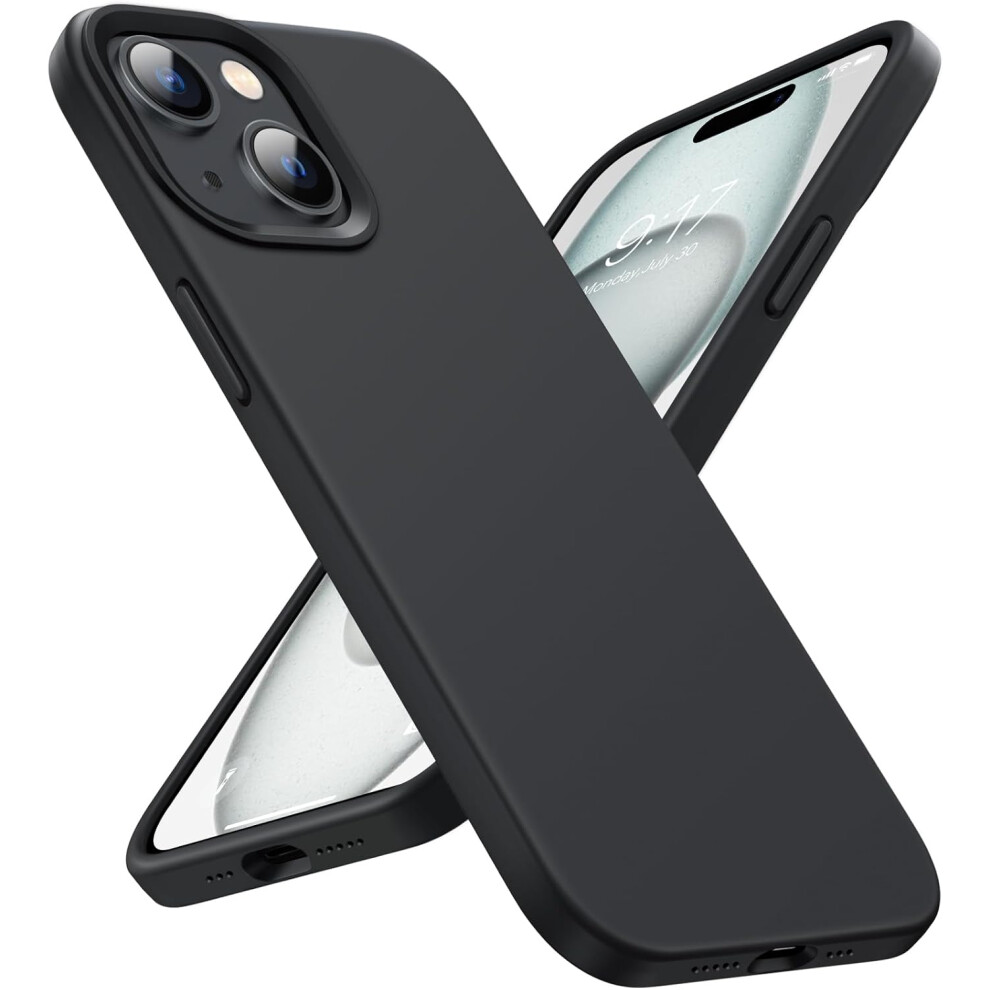 Iphone 15 Plus Case, Silicone Phone Case [Military Grade Drop Protection] [Anti-Scratch Microfiber Lining] Silicone Ultra Slim Cover 6.7 Inch, Black 7770198163858