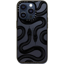 Compact Case for iPhone 15 Pro [2X Military Grade Drop Tested / 4ft Drop Protection] - Black Kingsnake - Clear Black