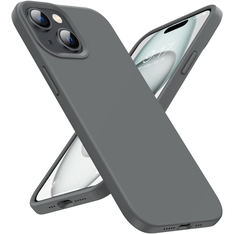 Iphone 15Plus Case, Silicone Phone Case [Military Grade Drop Protection] [Anti-Scratch Microfiber Lining] Silicone Ultra Slim Cover 6.7 Inch, Gray 7770198163896
