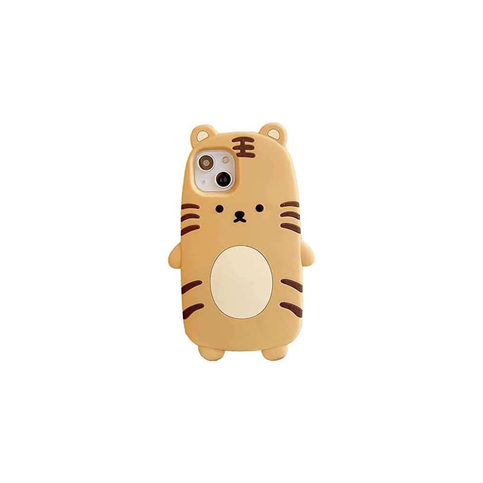 Ultra Thick Soft Silicone Case With For Apple 3D Cartoon Color Cute Lovely Fun Adorable Kawaii Kids Girls Boys ( Tiger, For Iphone 13) Light 7770198200423
