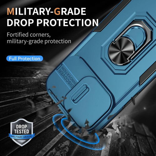 Case for iPhone 15 Pro Max Phone Case iPhone 15 Pro Max Case with Kickstand Ring Holder, with Camera Cover, with Magnetic Car Mount Function-Blue 2
