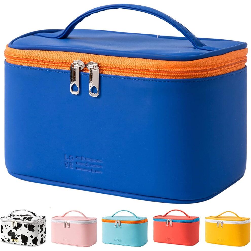 Tianfu Makeup Bag Portable Travel Cosmetic Bag For Women, Beauty Zipper Makeup Organizer Pu Leather Washable Waterproof