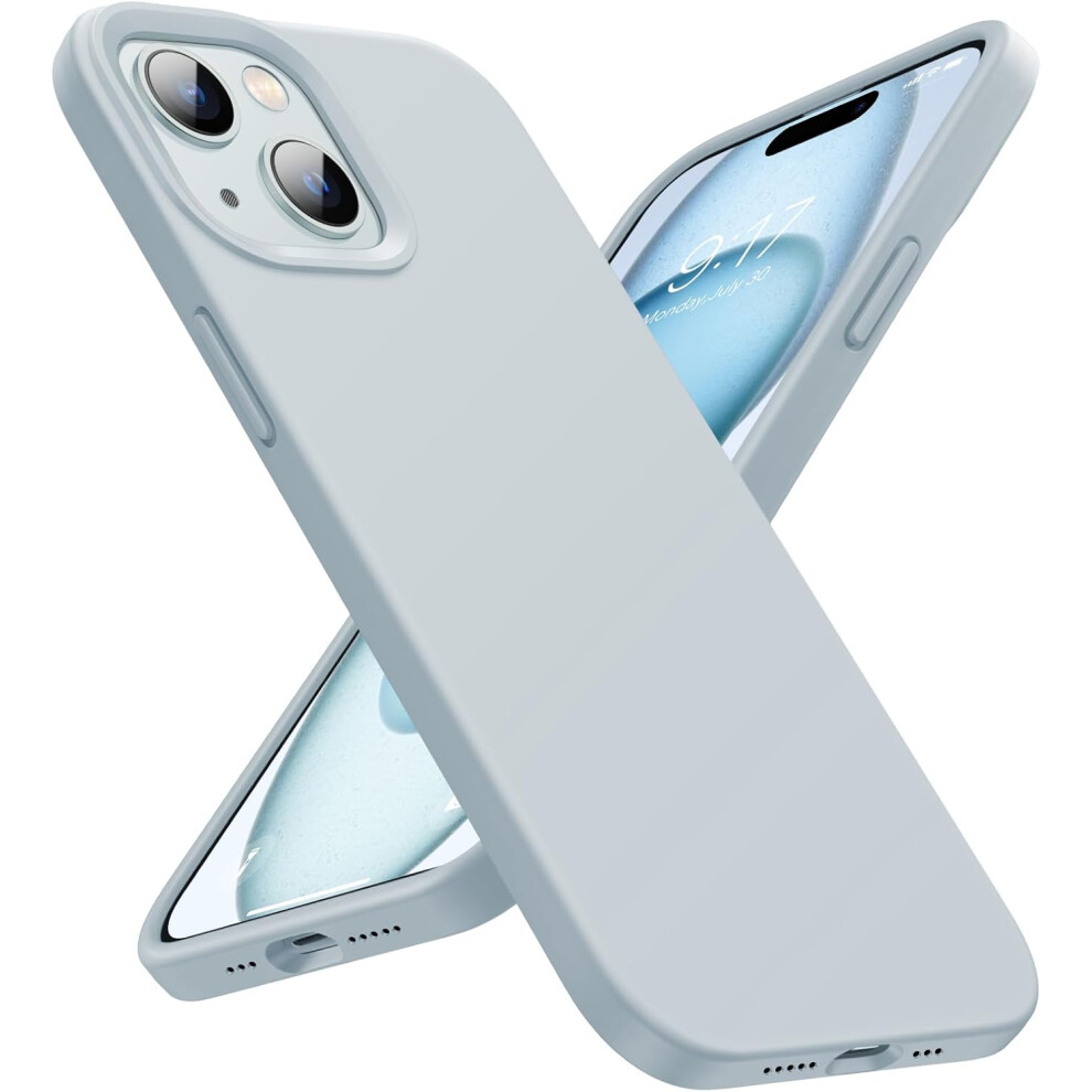 Iphone15plus Case,Silicone Phone Case [Military Grade Drop Protection][Anti-Scratch Microfiber Lining]Silicone Ultra Slim Cover 6.7 Inch,Blue Grey 7770198163872