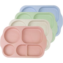 30.48 cm (set of 4) large unbreakable dividers,dishwasher and microwave safe plates, lightweight reusable plastic compartmentalized plates