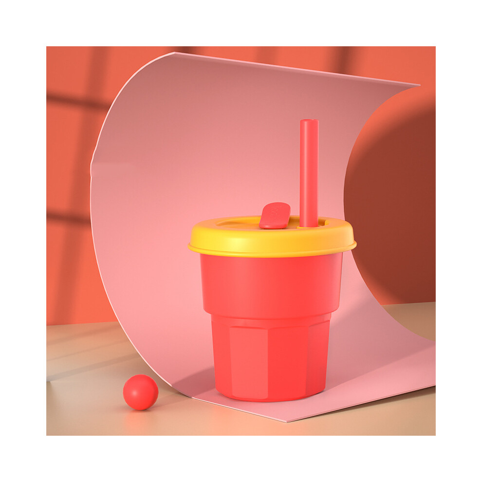 Kids And Toddler Cups - Spill Proof Smoothie Snack Cups With Leak Proof Regular Lids & Silicone Straws- Red Tianfu