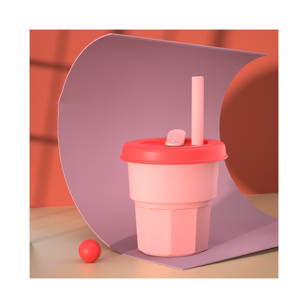 Kids And Toddler Cups - Spill Proof Smoothie Snack Cups With Leak Proof Regular Lids & Silicone Straws- Pink Tianfu