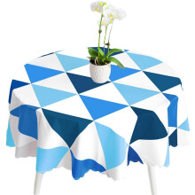 Tablecloths Rectangular PVC Wipeable Table Cloth Stain-Proof Waterproof Table Cloth Easy to Clean Triangular Lattice TableclothBlue, Round 140cm
