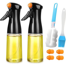 Cooking Oil Spray 200 ml, 2pcs Oil and Vinegar Sprayer with Brush, Oil Juice Sprayer for Barbecue Kitchen Cooking BBQ Salad Black