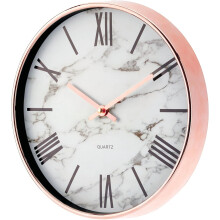 Modern Stylish Wall Clock for The Office, Bedroom, Kitchen, Bathroom, 11.5 Inch Diameter - Rose Gold Frame and Hands