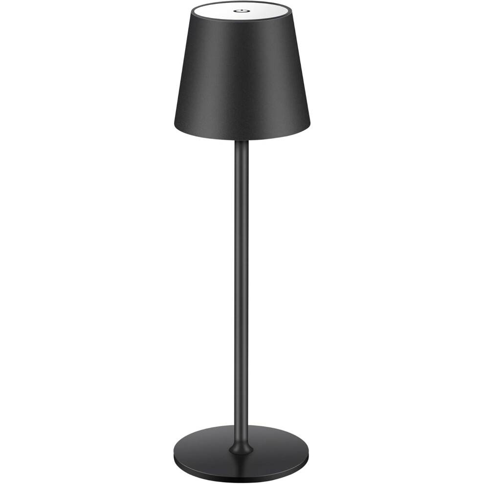 Cordless Table Lamp LED Desk Lamp,5000mAh Rechargeable Touch Night Light Lamp,Wireless Minimalist Design(Black4.58"Dx4.58"Wx15.62"H)-image-OPC-PH59GZB-NEW