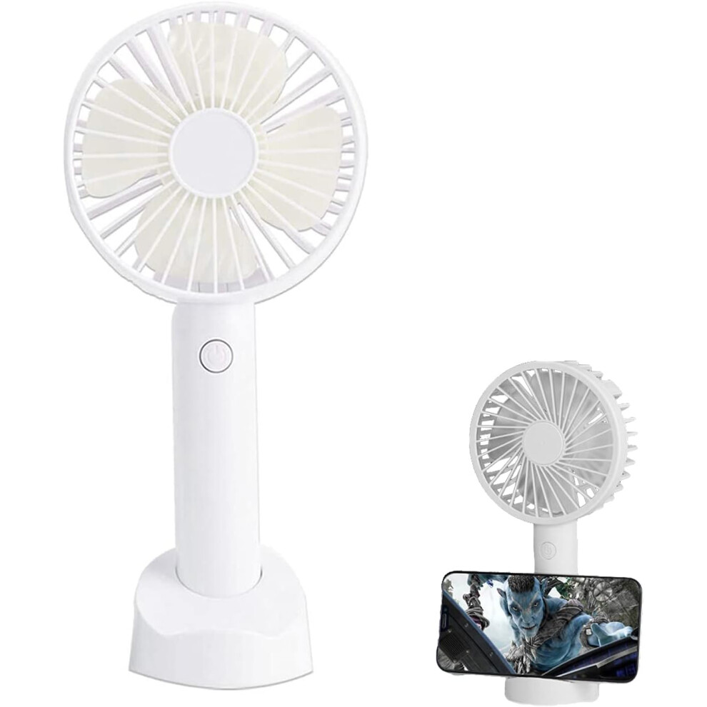 Usb Fan, Mini Handheld Fan And Desktop Fan With Mobile Phone Bracket Are Suitable For Camping, Office, Sports And White 7770198176315