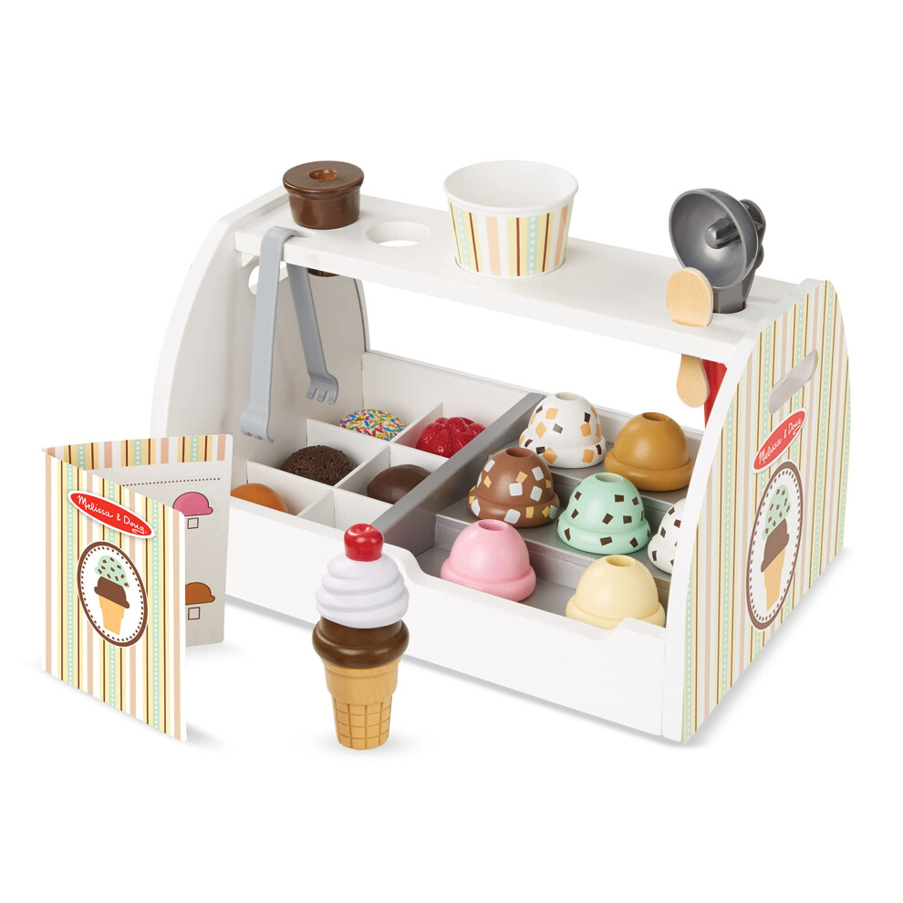 Melissa & Doug Wooden Ice Toy Shop, Ice Toy, Wooden Play Food Sets For Children, Wooden Food Toys & Play Kitchen Accessories, Play Food & Cream