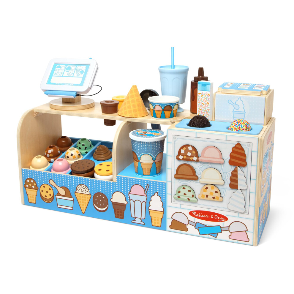 Melissa & Doug Wooden Cool Scoops Ice Ery Play Food Toy, Toy Kitchen, Ice Toy For Girls And Boys, Pretend Play Food Montessori Toy 3 Year O Cream
