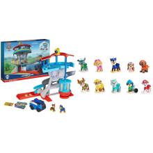Paw Patrol Lookout Tower Playset with Toy Car Launcher, 2 Chase Action Figures & 10th Anniversary, All Paws On Deck Toy Figures Gift Pack