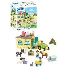 Playmobil 71656 JUNIOR: Farm Adventure with Tractor, Trailer and Animal Friends, educational toy, made from over 90% plant-based plastics, fun playset