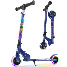 BELEEV V3 Scooter for Kids Ages 3-12, 2 Wheel Folding Scooters for Girl Boys with Light-Up Wheels & Stem & Deck, 4 Adjustable Height, Cartoon Pattern