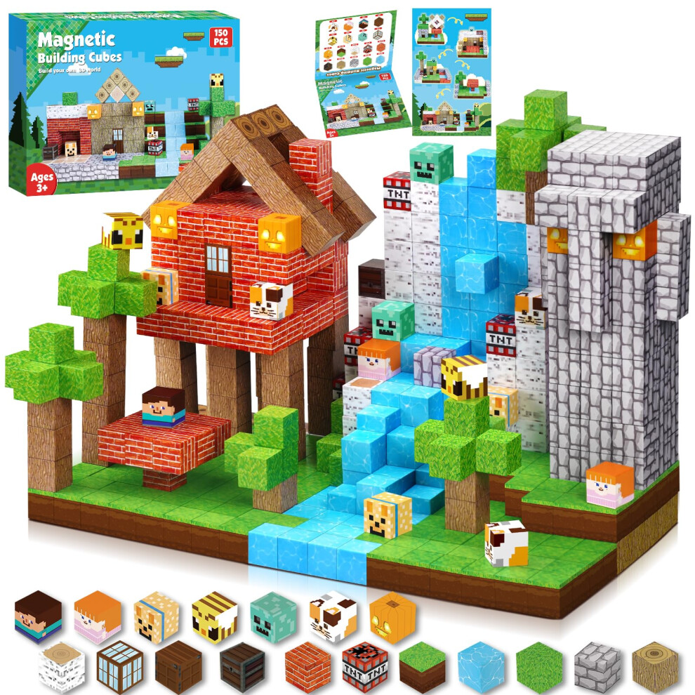 Toyunited Magnetic Blocks - 150Pcs Magnetic Building Blocks Magnetic Tiles Stacking, Construction Toys Stem Montessori Sensory Toys For Kids Boys Girl