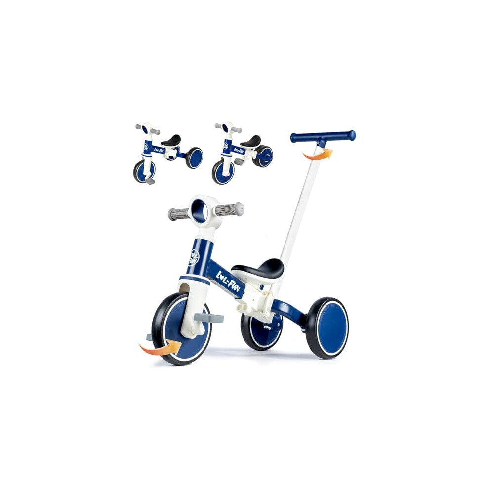 LOL-FUN Toddler Balance Bike for 1 2 Year Old, 5-in-1 Kids Tricycle with 4 Height Parent Steering Push Handle, Kids Trike with Removable Pedals, Baby-image-OPC-PH59HWR-NEW