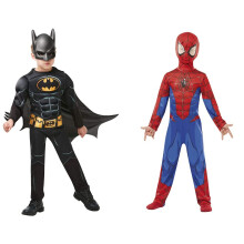 Rubie's Official Batman Black Deluxe Child's Costume, Superhero Fancy Dress, Child's Size Medium Age 5-6, Height 116 cm & Marvel Spider-Man Classic Ch
