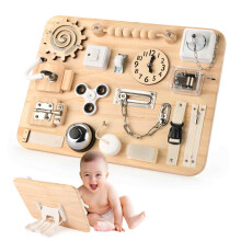 Potatomato Large Busy Board for Toddlers - Montessori Wooden Sensory Toys -Fidget Toys for Autistic Children-Preschool Learning Activities - Fine Moto