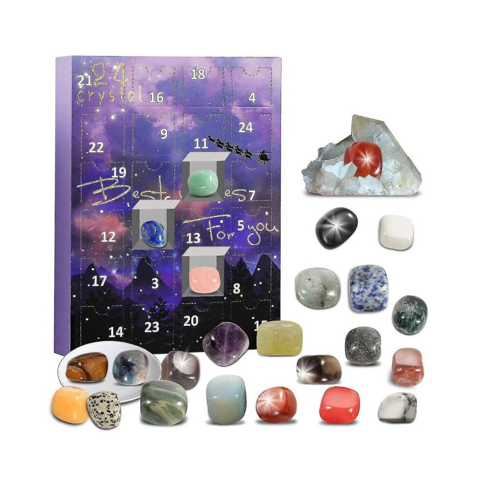 Calendrier de l'Avent 2022 Rocks, 24 jours cristal naturel Agate Stone Minerals & Fossils Calendrier de l'Avent Crystals Christmas