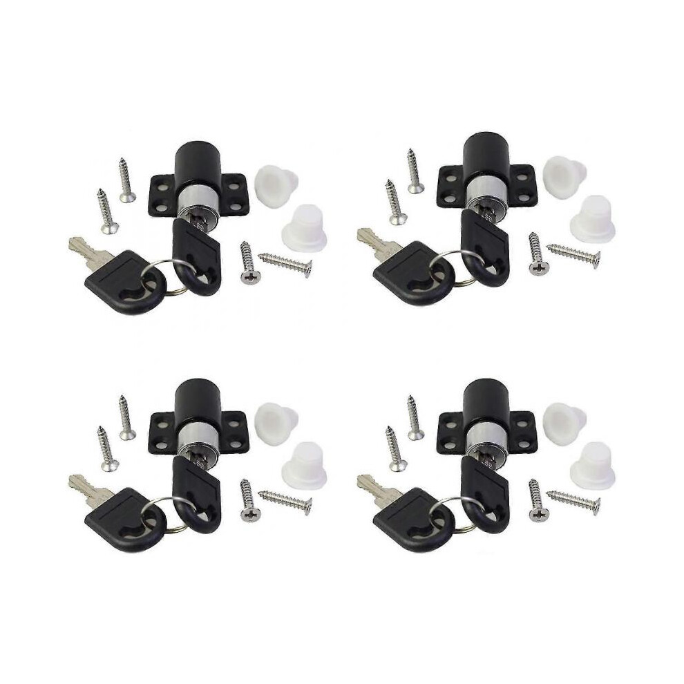 Lot de 4 serrures de sécurité pour porte de fenêtre avec clé, sécurité de fenêtre pour enfant, serrure de porte coulissante, fermeture de patio