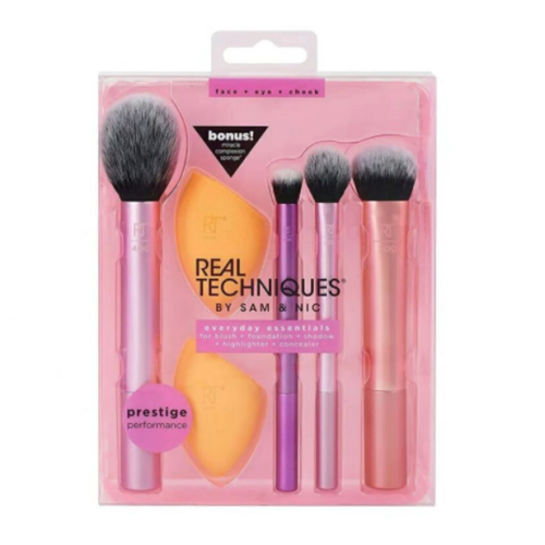 (1Set) 2025 New Arrivals Real Techniques Everyday Essentials Plus with Bonus Miracle Complexion Sponge