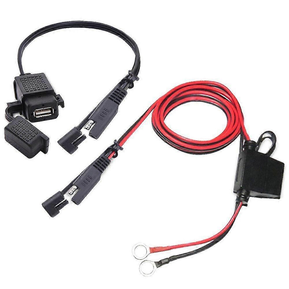 Kikidex (As Show, One Size) Motorcycle Usb Charger Sae To Usb Cable Adapter Sae Quick Disconnect 2.1A Waterproof Usb Port