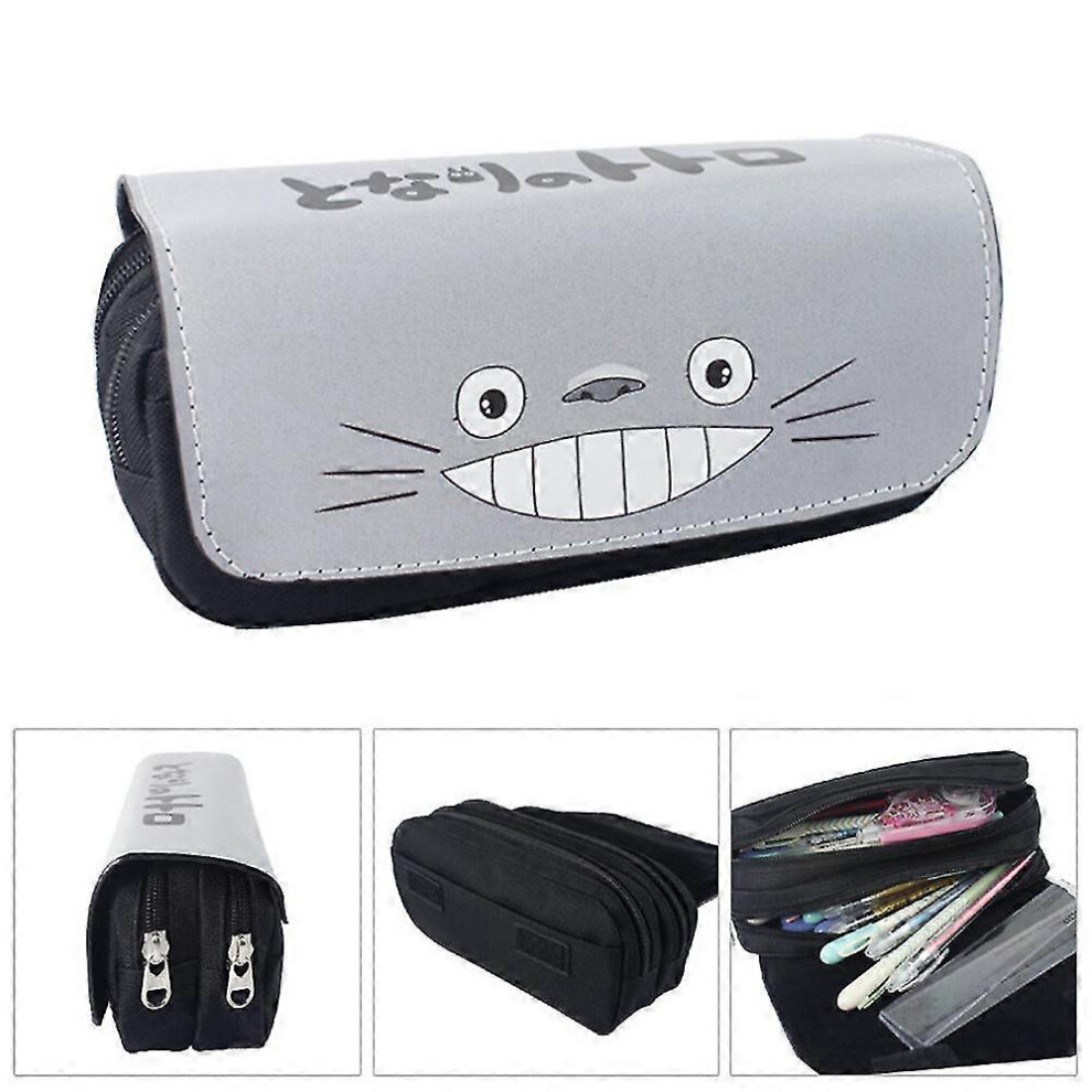 Kikidex (Color-2, One Size) Totoro Children's Double-Layer Pencil Case With Large Capacity