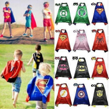 (Yellow Batman, One size) Kids Boy Spiderman Superman Superhero Cape Cloak With Eye Mask Cosplay Costume Carnival Party Fancy Dress Up