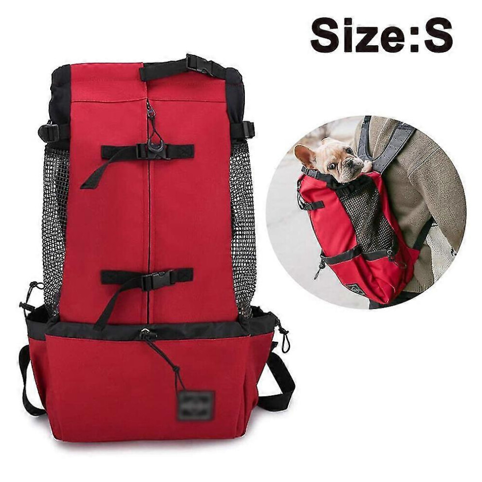 (S, Red) Dog Carrier Backpack For Small And Medium Pets  Front Facing Adjustable Dog Backpack Carrier Fully Ventilated-image-OPC-PH59MHH-NEW