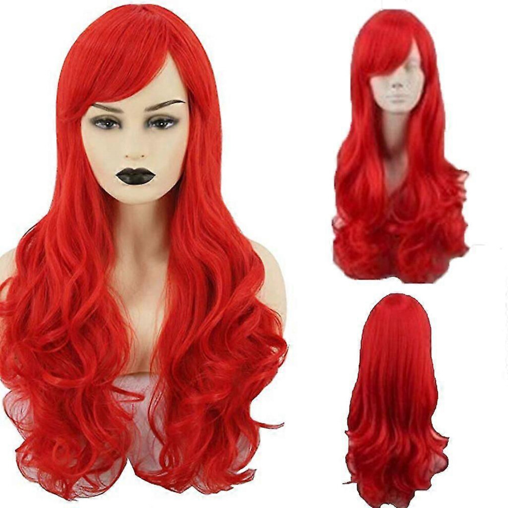 Kikidex (As Show, One Size) Little Mermaid Ariel Wig Wavy Wig Synthetic Long Red Curly Costume Wigs
