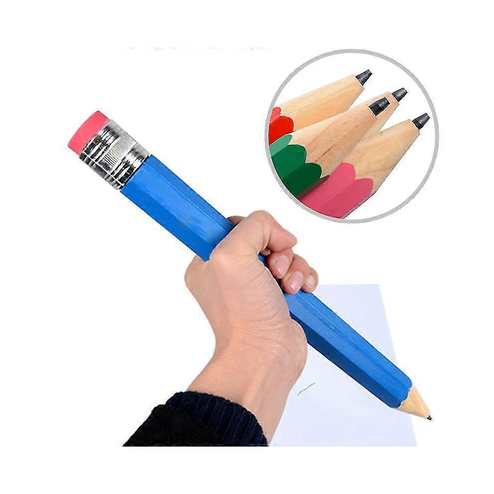 Kikidex (As Show, One Size) 35Cm Wooden Big Giant Pencil Personality Stationery For School Props Toys Gifts Blue