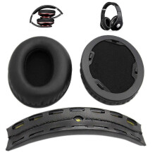 (Black, One size) 1 pair replacement ear pads + headband cushion for beats by dr dre studio 1.0 headphone