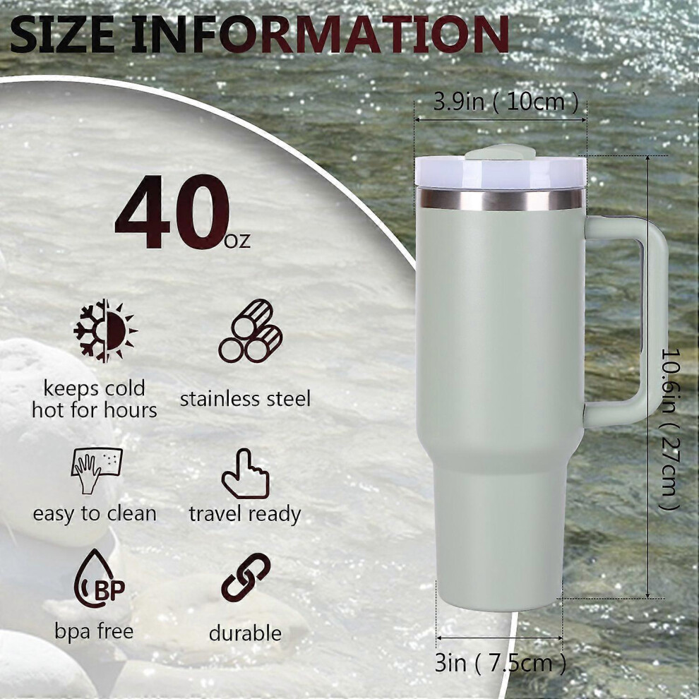 (As Show, One Size) 4Pcs 40Oz Vacuum Mug - 304 Stainless Steel Insulated Tumbler With Lid & Straw 6909775619162