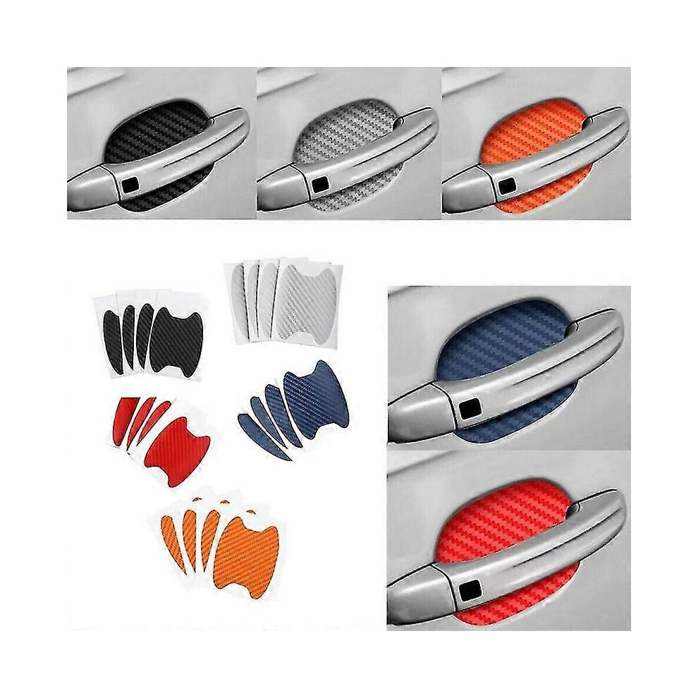 Kikidex (Red, One Size) 4Pcs Car Handle Protection Film Universal Invisible Car Carbon Fiber Door Handle Sticker Scratches Blue