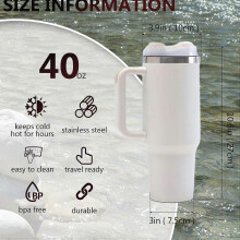 (As show, One size) 4PCS 40oz Vacuum Mug - 304 Stainless Steel Insulated Tumbler with Lid & Straw