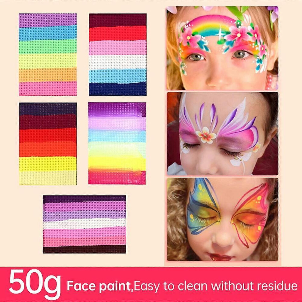 (As show, One size) Face Body Paint Split Cakes Paint Palette Professional Grade Water Based 50g Safe & Non Toxic Painti
