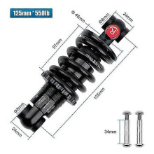 (125mm-550lbs, One size) bicycle oil spring shock absorber electric vehicle adjustable damping for cycling travel downhill exa 291r 125 150 165 190 mm