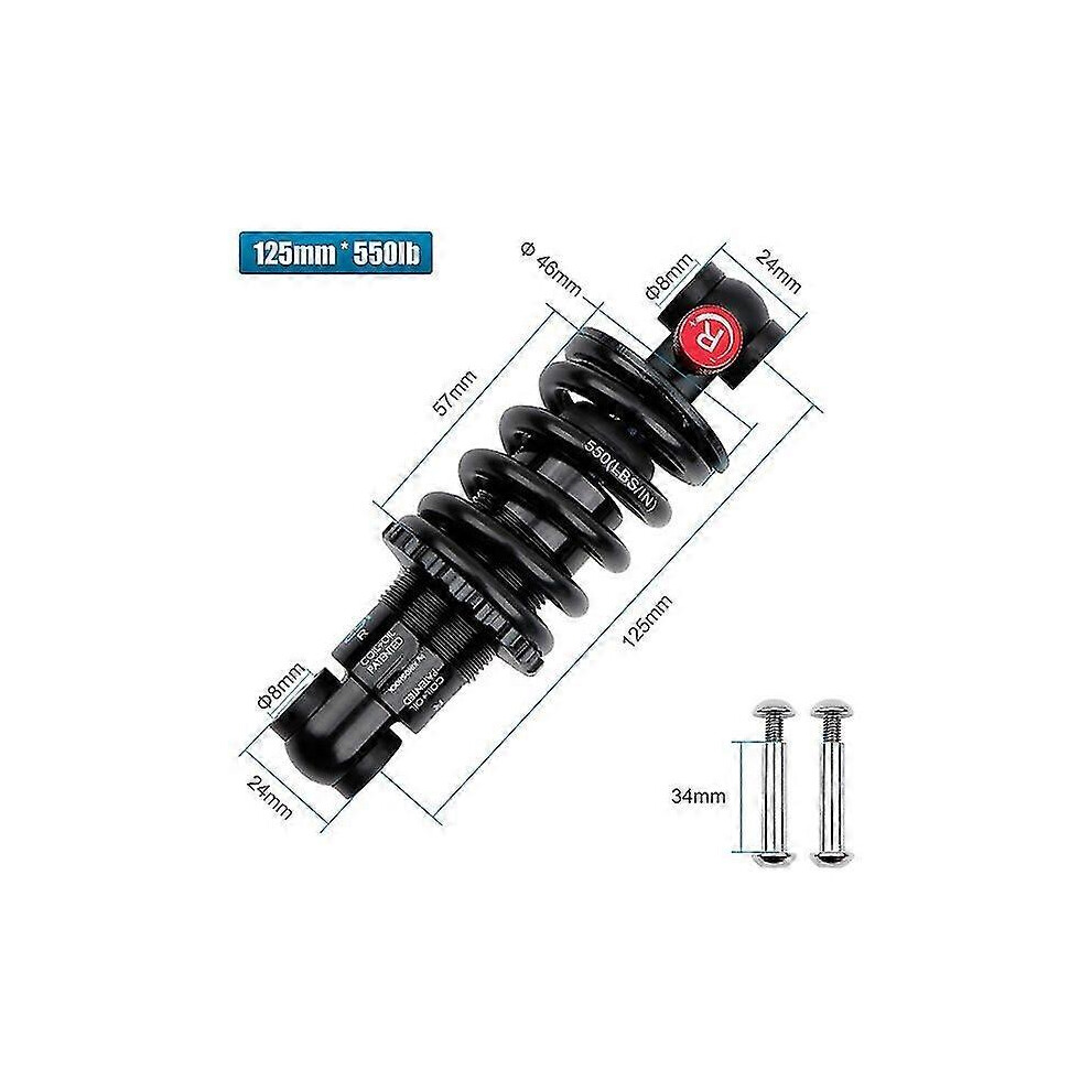 Kikidex (190Mm-650Lbs, One Size) Bicycle Oil Spring Shock Absorber Electric Vehicle Adjustable Damping For Cycling Travel Downhill Exa 291R 125 150 165 190 Mm Blue