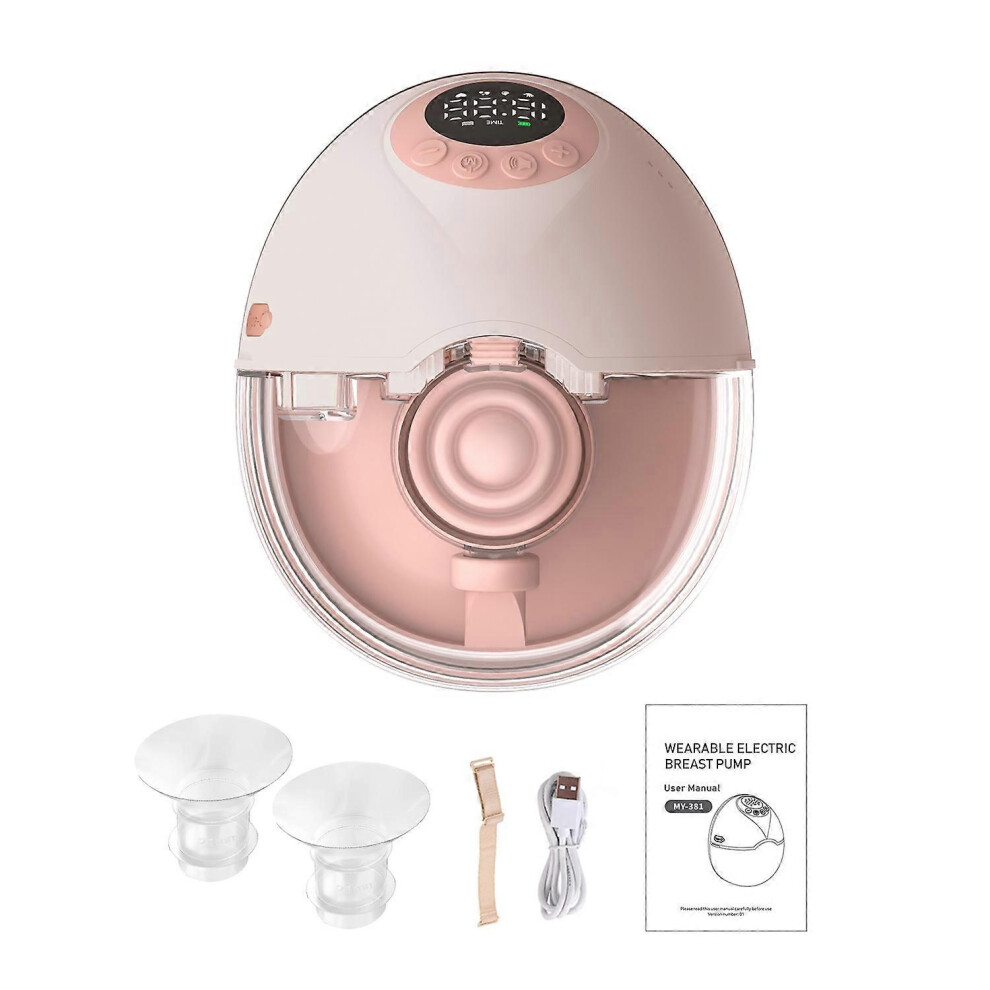 (As show, One size) Wearable Electric Breast Pump Hands Free for Breastfeeding 4 Modes 12 Suction Level Voice Broadcast