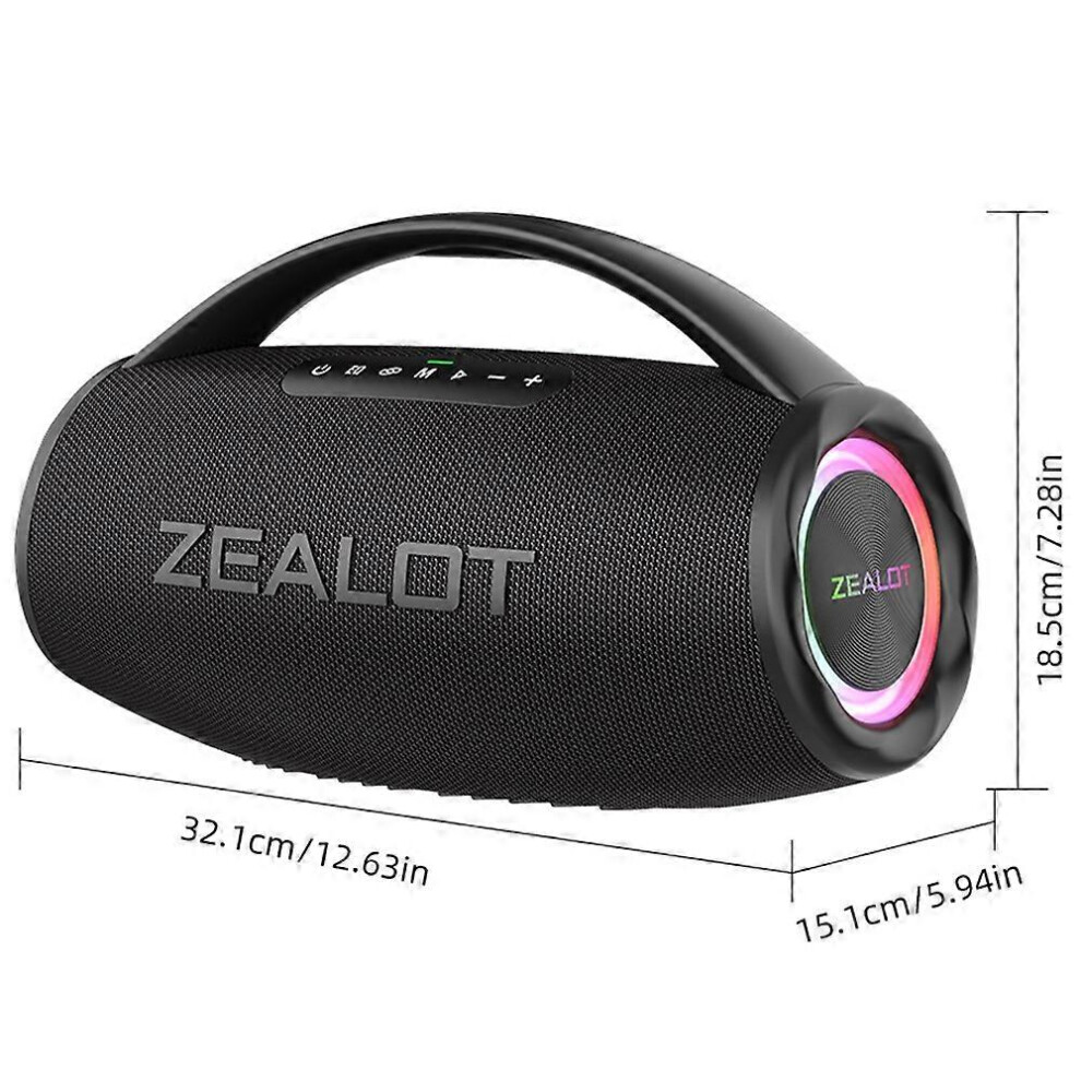 (As Show, One Size) Zealot Bt Speaker Wireless Stereo Speaker With 80W Booming Sound Colorful Lights Waterproof Portable 6909775552377