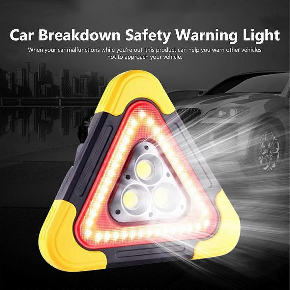 (As Show, One Size) Multifunctional Car Emergency Triangular Roadside Warning Solar Warning Foldable Vertica Light 6909775648827