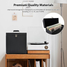 (As show, One size) Vinyl Record Storage Box Portable Vinyl Record Storage and Carrying Case with Lids and Handle Dustpr
