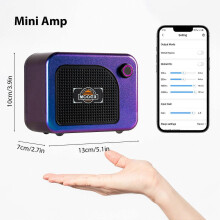 (As show, One size) Mooer Mini Guitar Amp BT 5W Rechargeable Electric Guitar Amplifier 52 Speaker Simulations 49 Effect