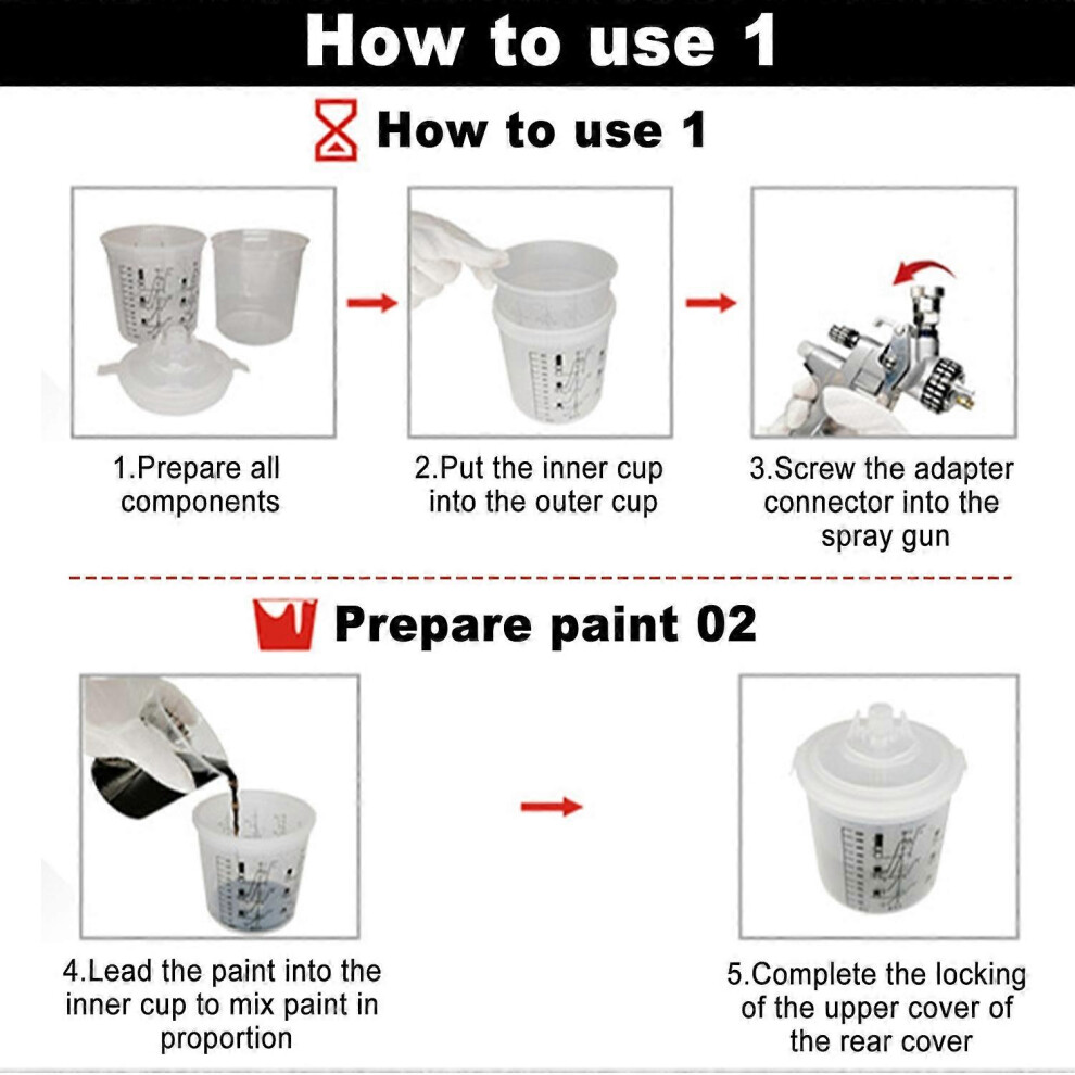 (As Show, One Size) Disposable Paint Spray Gun Cup Liners And Lid System For Automotive Paint Gun 40 Pack 810Ml/28Oz Mix 6909775582763