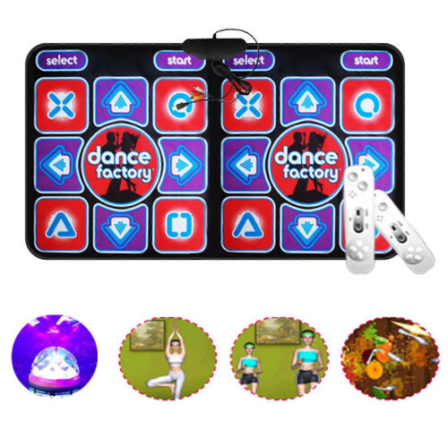 (As show, One size) Double Dancing Mat Double User Wired Dance Mat Game Non-Slip With 2 Remote 1