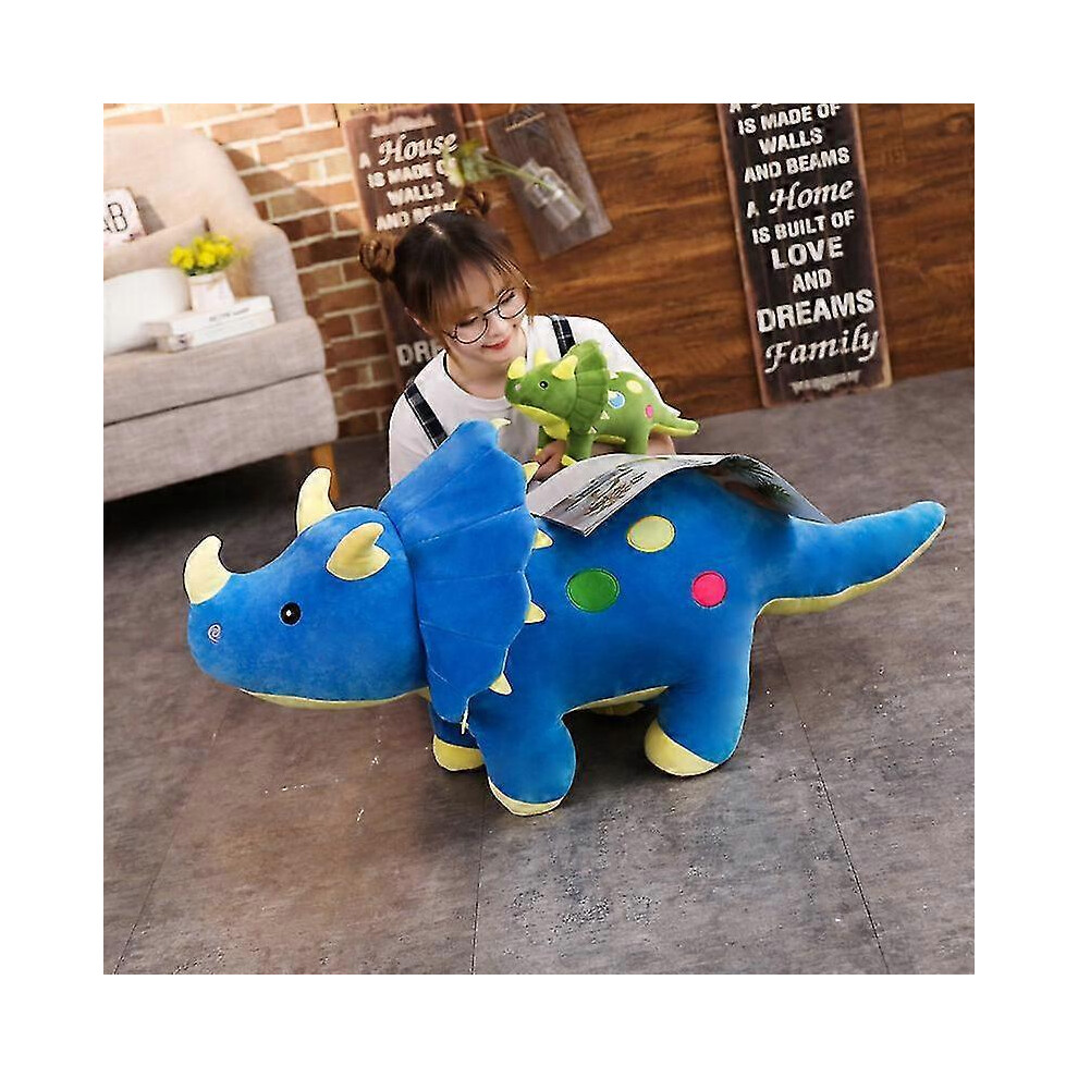 Kikidex (95Cm Triceratops One Size) Triceratops Plush Toy Stuffed Dinosaur Plushie Pillow Soft Fluffy Doll Present Blue